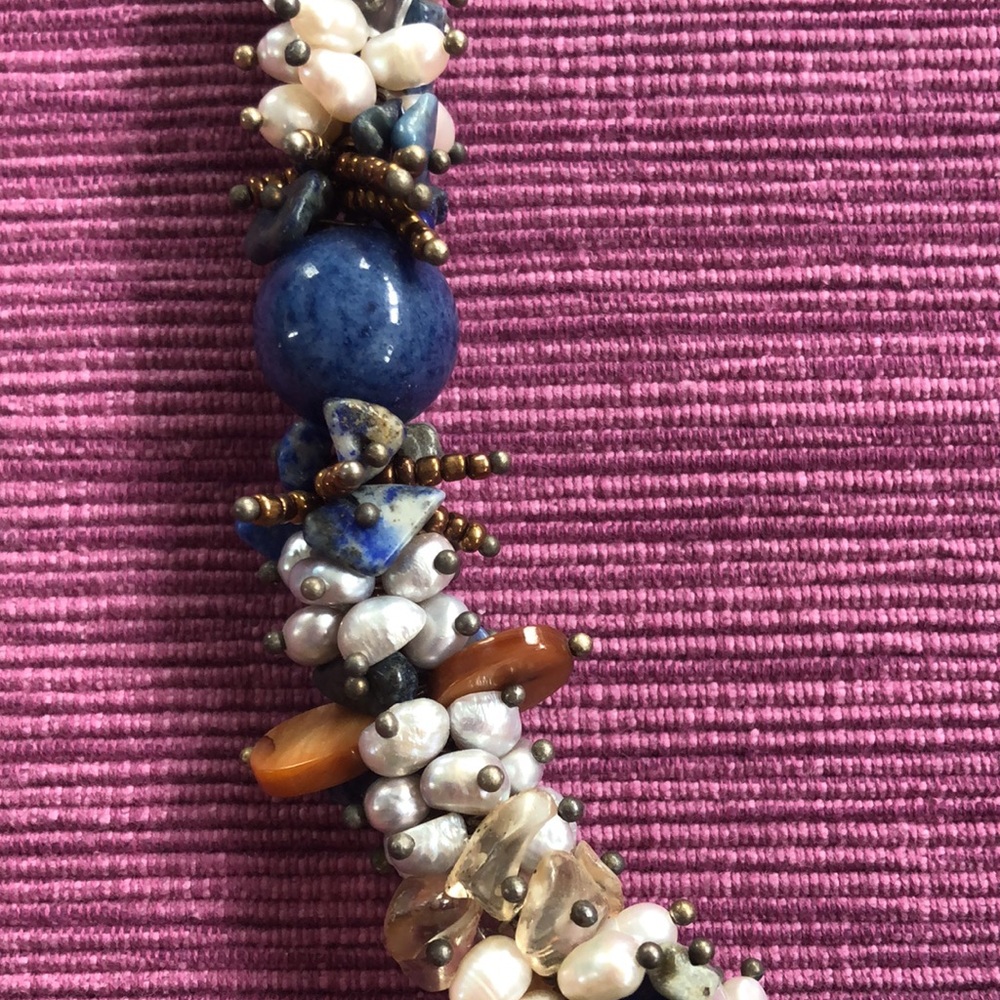 Necklace Chunky Stone & Freshwater Pearl NWOT - Picture 2 of 7